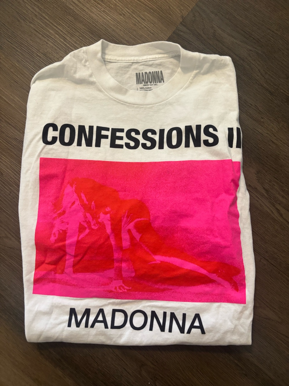 Madonna White Tee with Pink Graphic 'CONFESSIONS II'